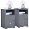 Yaheetech Set 2 Comodini Camera da Letto Moderni Coppia Comodini Cameretta con 2 Cassetti Tavolini in Stile Shabby Chic Tavolino Lato da Divano Salotto Soggiorno 60 x 40 x 35 cm