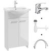 Deftrans Armadietto da bagno con lavabo, 85 x 45 x 26 cm, Bianco, mobile salvaspazio - lavatoio con mobile, lavandino con mobiletto