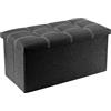 Oceano Pouf Contenitore Pieghevole Poggiapiedi Sgabello in Misto Lino Cassapanca Bauletto Ottomane Porta Giochi Organizzatore Poltrona per Soggiorno Ingresso Camera da letto (Grigio Scuro 76x38x35)