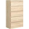 MebLocker Cassettiera con 5 Cassetti - Settimino 39x70x125 cm - Cassettiera Salvaspazio per la Camera da Letto e Soggiorno - Armadio con Cassetti dal Design Moderno - Rovere Sonoma