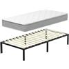 DEWINNER Materasso singolo 80x190 Materasso Molle e Schiuma 20cm + Rete Letto Singolo 80 x 190 in ferro a doghe,Legno Ortopedica con 6 piedi,Altezza 35cm，Confortevole e Traspirante, Da montare