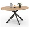 IDMarket - Tavolo da pranzo allungabile ALIX, rotondo, 4-8 persone, nero e gambe a zampa di spagnola in legno 110-150 cm