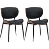 CLP Set di 2 sedie visitatore Enid con schienale e imbottitura I Poltrona con rivestimento in finta pelle o tessuto I Comoda sedia da pranzo, Colore:noce/nero, Materiale:Ecopelle