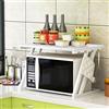 HUOLE Scaffalatura Mobile Scaffale Porta Microonde Struttura in Metallo con Ripiano in Legno MDF Organizer Mensola per Utensili Strumenti Cucina Design Moderno-57 * 38 * 38 cm Z-Bianco