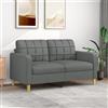 DJEKA Divano a 2 Posti Letto Matrimoniale, Economico, in Tessuto Grigio Scuro, 140 cm