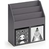 Vicco Libreria bambini Luigi, Grigio, 72 x 79 cm con 2 scatole pieghevoli opt.2, combinabile per riporre libri e giocattoli
