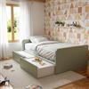 MOBILFINO CAMERETTE Letto 1 Piazza e Mezza con cassettoni, Personalizzabile e Facile Montaggio - Testate Alte, Salvia