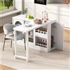 Witimisy - Tavolo da bar girevole a 360° con piano estensibile, tavolo da bar moderno con spazio di archiviazione e porta in vetro, credenza per cucina e soggiorno, 121,5x40x76,7 cm (Bianco)