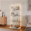 TIMORWTF Vetrina in vetro con striscia LED, armadio vetrina per collezione, mobile 2 ante a serratura, 4 ripiani vetrini, 163 x 78,5 x 35 cm, bianco