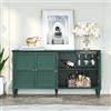 MROJISC Cassettiera verde, armadietto con ripiani per bicchieri, credenza buffet Mid-Century legno, moderna per soggiorno, sala da pranzo, cucina