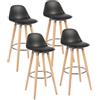 Box and Beyond Set di 4 sgabelli da bar in legno, sedia alta per bar, sedia da cucina - Altezza 91 cm - Sgabello nero con poggiapiedi"