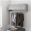 Wakects Armadietto Pensile a Muro con Asta Appendiabiti, 2 Scomparti e Ante, 100 x 32,5 x 35 cm, Grigio Cemento