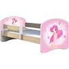 ACMA Letto per Bambino Cameretta per Bambino con Materasso Cassetto II Rovere Sonoma (07 La fata rosa, 160x80)