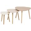 ATMOSPHERA CREATEUR D'INTERIEUR Atmosphera - Tavolini impilabili Mileo, set da 3 - Beige, gambe in legno, altezza 45 cm - Tavolino per soggiorno, camera da letto