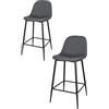 KEKOHOME Set 2 sgabelli SOLE gambe in acciaio nero opaco, tessuto grigio scuro