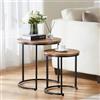 Vida Designs Brooklyn - Set di 2 tavolini rotondi impilabili, con struttura in metallo (legno scuro)