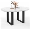 IDMarket - Tavolo da pranzo rotondo allungabile PHOENIX 4-6 persone con piano effetto marmo bianco ALASKA 110-150 cm