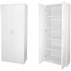 BDW Tom - Armadio con mensola, pannello in strato, 2 ante, 5 ripiani, opaco, per ufficio, dormitorio, corridoio (bianco, 180 x 75 x 35 cm)