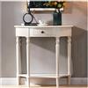 OVOGGPAN Consolle a mezzaluna in legno massello, tavolino da ingresso con cassetto e ripiano, tavolino d'appoggio in stile contemporaneo e vintage per soggiorno, corridoio(White,80cm/31.5in)