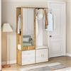 BENMWS Elegante set di armadi, in e colore legno, con specchio, scarpiera, con ganci e grucce estensibili, 100 x 180 cm (bianco)