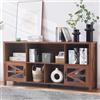 AeasyG Rack per libri organizzatore con 8 cubi e 2 porte, libreria a 2 livelli in stile mid-century modern, rack orizzontale con nicchie lunga 160 cm, libreria in legno per piccoli spazi nel soggiorno
