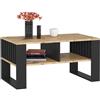 AKORD | Tavolino da Salotto in Legno - ROCKFORD | Tavolo da Caffè con gambe un Ripiano | Coffee Table | Tavolini Basso Moderno | Arredamento Casa | 92 x 45 x 53 cm | Quercia Artisan & Nero