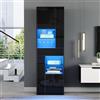 TIZZ Vetrina per vendite, 55 x 38 x 170 cm, con 1 cassetto e 4 armadi, vetrina in vetro con design lucido a LED, colore nero