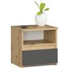 Home Collective Cassettiera con 1 cassetto cassettiera camera da letto corridoio soggiorno organizer cassettiera larghezza 40 cm altezza 40 cm | Credenza multiuso in legno, grigio rovere artisan