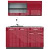 Vicco Cucina monoblocco R-Line, Rosso lucido, 140 cm, PL Marmo, adatto per l'espansione flessibile con moduli aggiuntivi