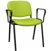 SEDIAOFFICE - Sedie Ufficio Senza Ruote con Braccioli, Sedia Scrivania Ergonomica, per Studio, Sala D'Attesa, Sala Riunioni e Conferenze, Sedia Ufficio in Ecopelle (2 Braccioli, Verde Mela Pelle)