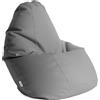 Avalon Puff Poltrona Sacco Grande Bag L Mamba 80x80x125cm - 300 Litri Made in Italy in Finta pelle Imbottito per Ambiente Interno ed Esterno Colore Grgio