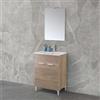 Inbagno Mobile bagno a terra 60 cm salvaspazio in rovere tropea con due ante, lavabo e specchio LED 52x68 cm, MARTHA