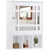 LIFEZEAL Specchio Bagno Contenitore in Legno, 50 x 16 x 61 cm, Armadietto Sospeso Lavabo con HD Specchi, Pensile a 2 Rapiani e 3 Scomparti Portaoggetti Aperti, Mobiletto salvaspazio da Parete, Bianco