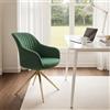 Zouron sedie da pranzo,sedie da ufficio per la casa, poltrone da salotto（Rotazione a 360°）,Ergonomia,verde scuro（Velluto + metallo）,Una sedia