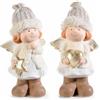 Gruppo Maruccia - Angioletti Natalizi da Tavolo in Ceramica con Cappello a Maglia - Set da 2 - Idea Regalo