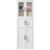 LEADZM Credenza da cucina alta, mobile per riporre oggetti, armadio, ampio spazio con 4 ante, due cassetti per soggiorno, camera da letto, ufficio, 60 x 30 x 170 cm (6 porte)