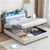 MINGZHE Letto matrimoniale 160 x 200 cm, velluto, LED regolabile, letto contenitore, testiera imbottita con funzione di ricarica wireless, rete a doghe, materasso non incluso, bianco