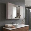 Kiamami Valentina - Specchio Bagno Contenitore Con Due Pensili Legno Rovere Grigio E Led