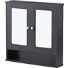Brigros WeHome - Mobile Bagno in Legno con Specchio, Salvaspazio con 2 Ante, da Parete, Grigio Scuro, Dimensioni 56x13x58 cm