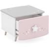 Befara Comodino per Bambini Rosa Grigio Cosmos, Bianco Opaco/Grigio/Rosa, Comodino per Bambini Rosa Grigio