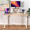 Rcynview Scrivania Computer, Tavolo da Ufficio Salvaspazio, Scrivanie con Staffa per Alzata Staccabile+1 ganci, 100x50cm Tavolo da Lavoro Facile da Montare, Adatto per Ufficio Soggiorno Cameretta, Beige Desk