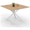 IDMarket - Tavolo da pranzo quadrato ALIX per 8 persone con gambe in legno e ragno bianco 110 cm
