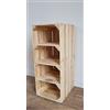 PYXIDAS Scarpiera Alta 2-5 Cassette di Legno per Stoccaggio Corte e Robuste Casse di Legno Pulito-Brucia, Naturale (3 ripiani, Naturale)