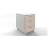 FBasic Cassettiera in legno su ruote 3 cassetti con serratura - Rovere Bianco - 42x55x57 cm