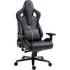KRAKEN CHAIRS Sedia Gaming Similpelle - Grigio Poltrona Gaming Ergonomica Con Cuscino Lombare Memory Foam, Braccioli 4D, Schienale Reclinabile 180°, Gaslift Classe 4, Portata 150 kg