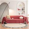FANSU Natale Telo Copridivano 1 2 3 4 Posti, Plaid Blocco di Colore Copriletto Matrimoniale Copritutto, Coperta Copridivano Reversibile, Coperta per Divano con Nappe (180x180cm,Rosso)