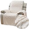 FANSU Copripoltrona Relax Reclinabile Elettrica Universale, Jacquard Peluche 1 Posto Copripoltrona Reclinabile Coprisedile con Fascia Elastica, Fodere per Poltrona (Beige,1 Posto)