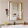 Ztexkee Specchio Bagno con Luce LED, Antiappannamento e Presa Corrente, Armadietto a Muro con 3 Temperature Colore e Mensola Regolabile, Specchiera Contenitore (50x15x70cm)