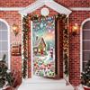 Treer Decorazione Natale per Porta d'Ingresso Interna e Esterna, Decorazione Copertura per Porta con Elastico Striscione da Appendere Coperto Sfondo per Casa Festa,Natale (90 * 210cm,Schema 2)