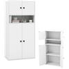 KOMFOTTEU Libreria Verticale a 3 Ripiani, Libreria Chiusa con Ante e Ripiano Aperto, Mobile Soggiorno con Ripiano Regolabile a 5 Livelli, per Studio, Camera da Letto, Bagno, 54 x 30 x 111 cm (Bianco)